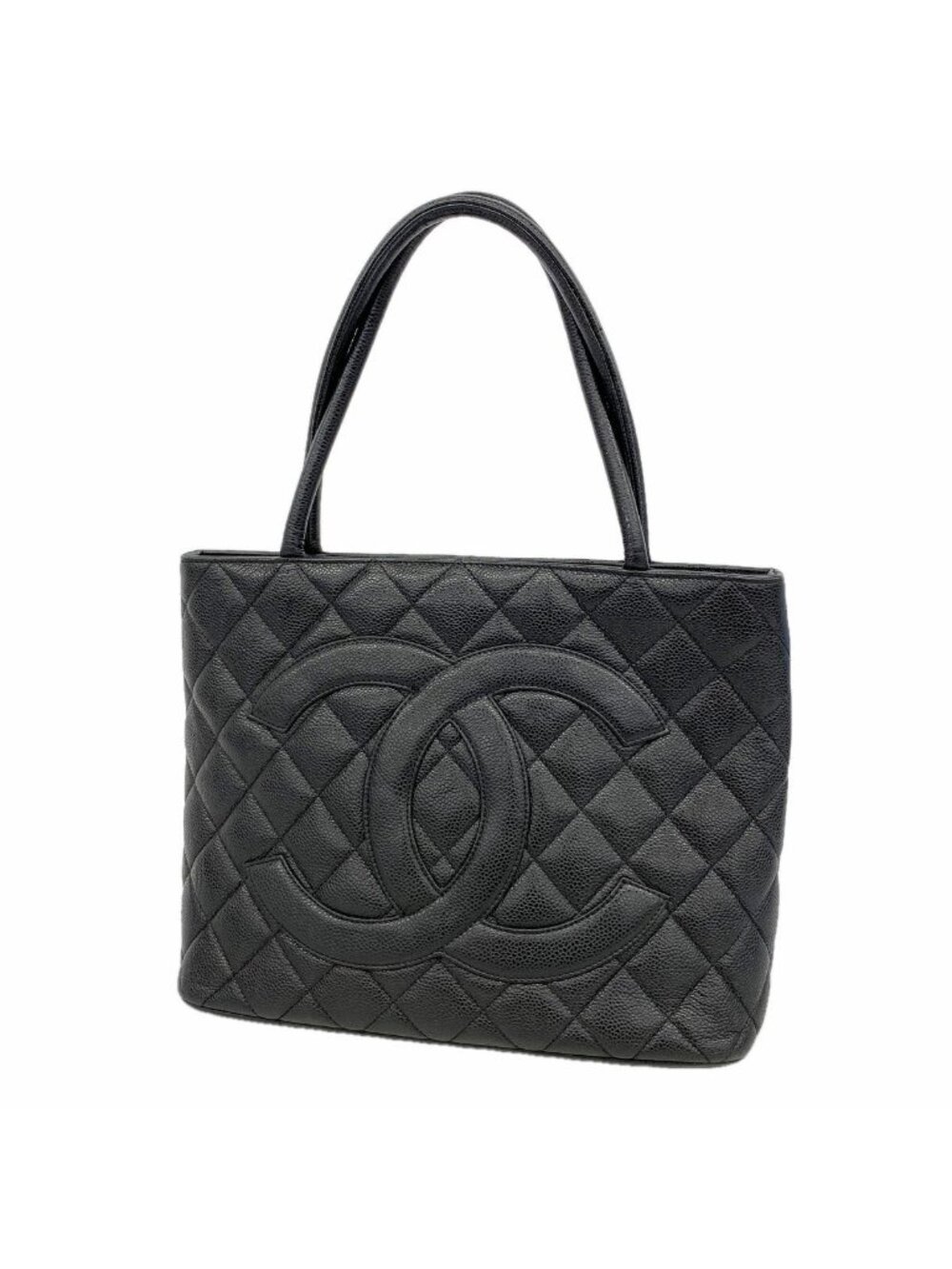 Chanel Tote Reissue Caviar Leather Black Silver